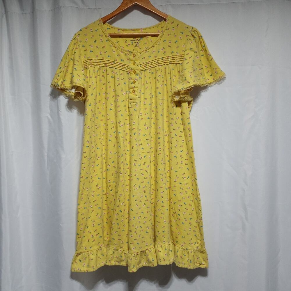 Dreams & Co Yellow Floral Nightgown Plus Size Large (18/20)